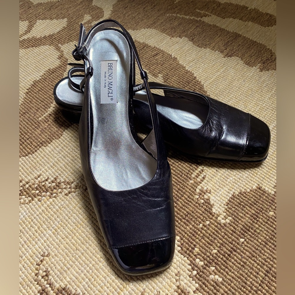 Bruno Magli Women's Black Leather Sling Back Shoes 7AA